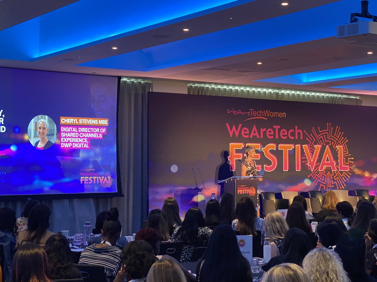 nickyplatts's tweet photo. The amazing @CherylJStevens sharing her story about negotiating career success at the #wearetechwomen festival @DWPDigital https://t.co/HwoW2JanEL