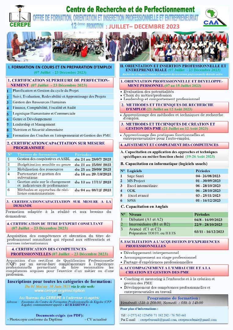 IngoMagazine's tweet photo. Les formateurs qualifiés et expérimentés vous accompagneront tout au long de votre parcours pour vous aider à atteindre vos objectifs professionnels. Inscrivez-vous sur https://t.co/jMBl3ALRnw dès maintenant et rejoignez la communauté #CEREPE des professionnels compétents et performants!
#Burundi
#Développement
#Education
#FormationProfessionnelle
#ingomag
