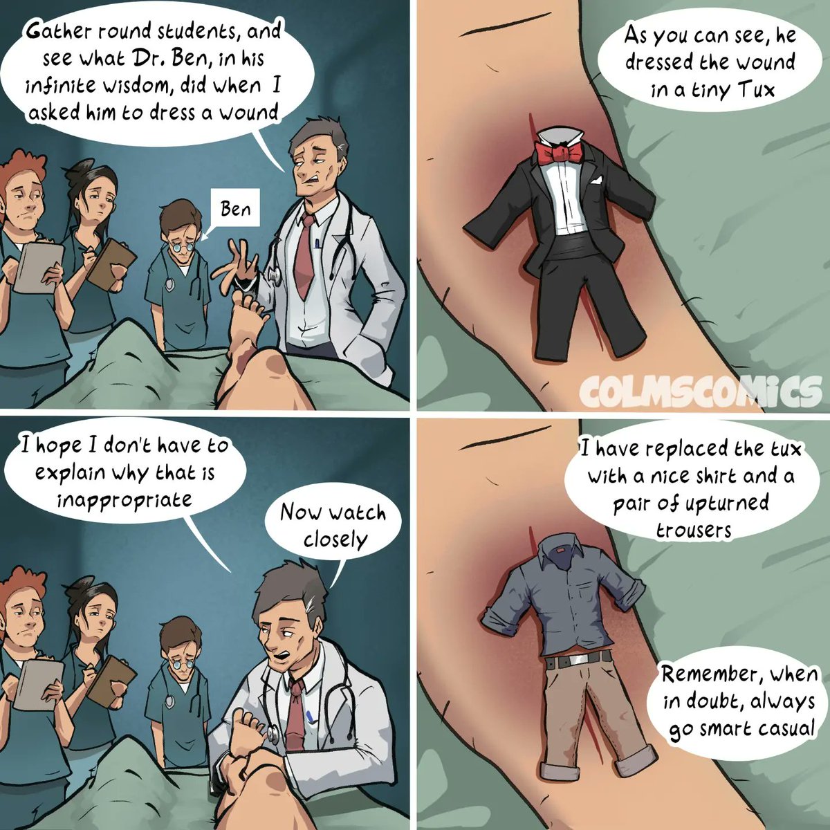 colmscomics's tweet photo. Dressing a wound
#comic #funny https://t.co/ozMNc9j0wH