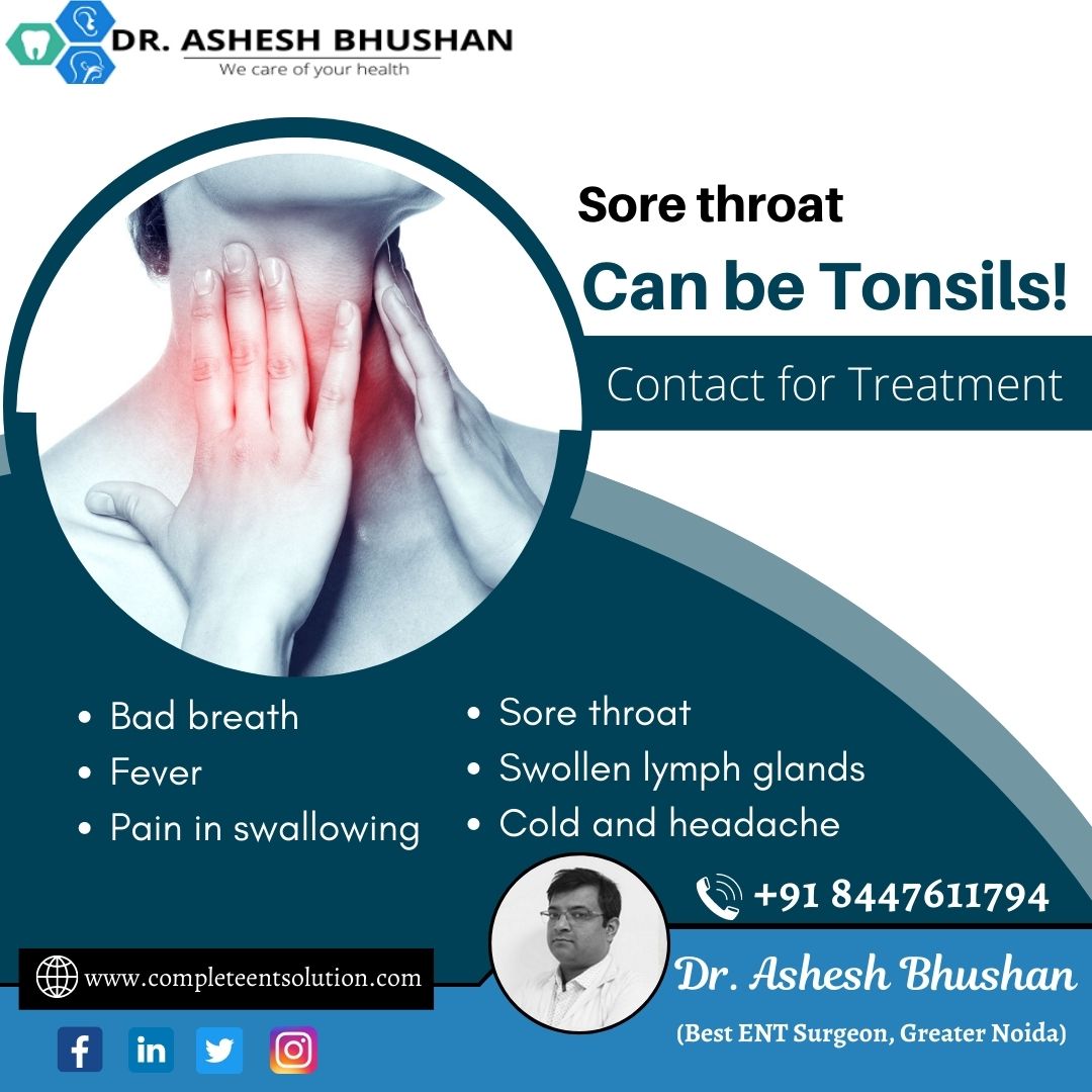 Sore throat Can be Tonsils!
-

Bad breath
Fever
Pain in swallowing
Sore throat
Swollen lymph glands
Cold and headache
****
#drasheshbhushan #helathytips #sorethroat #flu #cough #health #cold #immunesystem #earache #sorethroatremedy #healthandwellness #fever