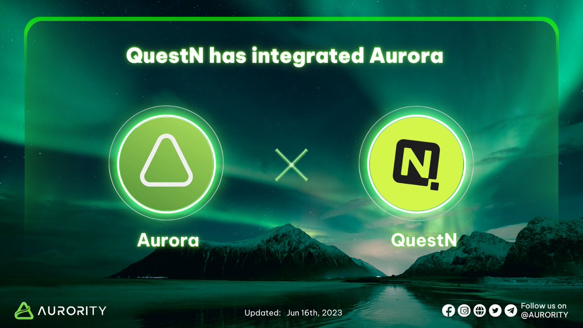 Aurority_com's tweet photo. 🤝@QuestN_com has integrated @auroraisnear🤝
🔋Prepare for fantastic tasks from the #AuroraCommunity to arrive shortly
📍#QuestN will be the first stop to #bridge #Web2 users to #Web3, thereby acquiring massive amounts of #Web2 users
#Aurority #Aurora $AURORA #web3community https://t.co/Z9KBjqpWIc