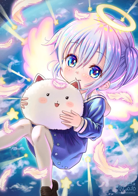 天使チノちゃん幼少期Ver ご注文はうさぎですか?香風智乃  よろしければ感想&フォローお願いします #イラスト #gochiusa