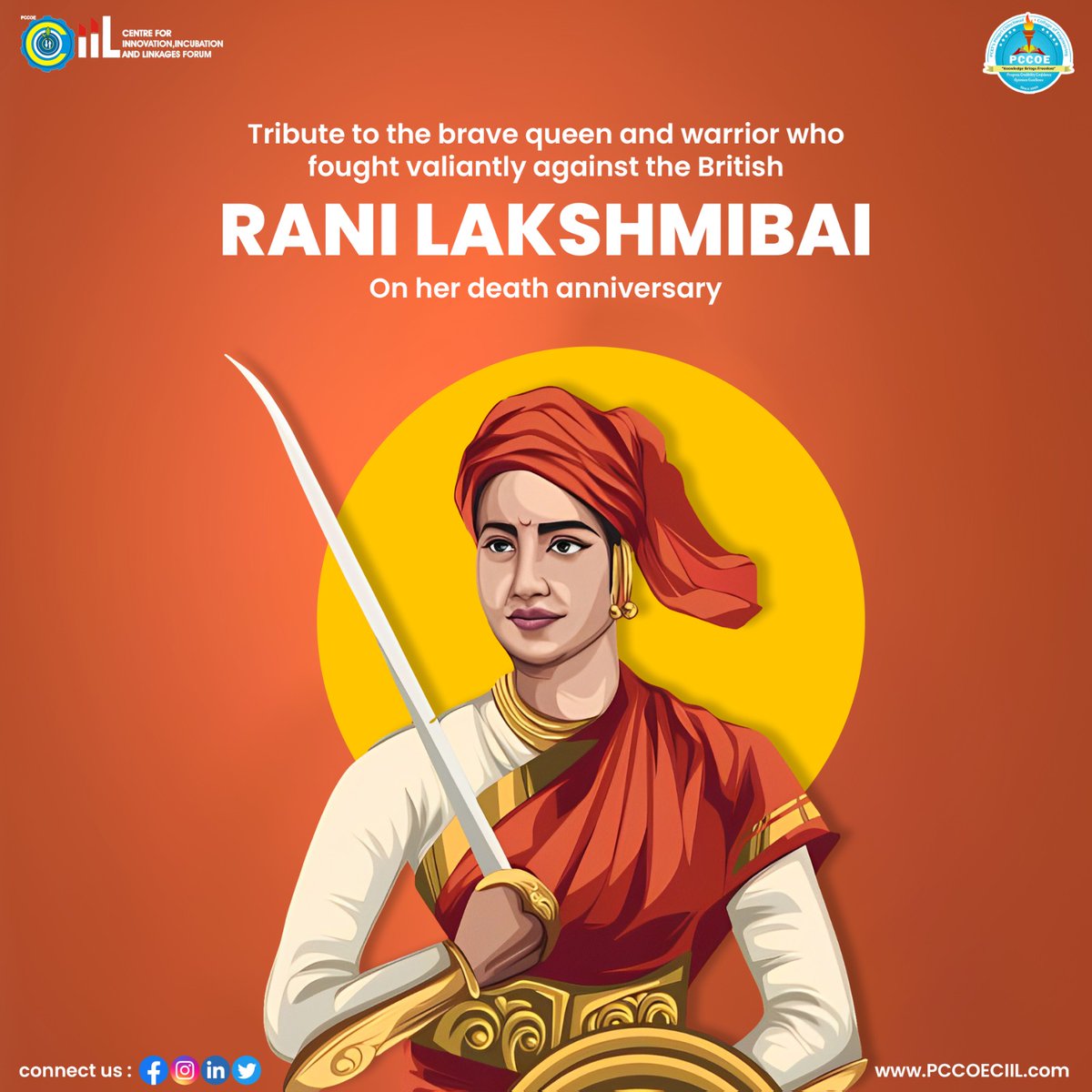 Her legacy as a fearless warrior and a symbol of Indian nationalism continues to inspire people today. Let's pay tribute to Rani Lakshmibai On her death anniversary!!

#PCET #CIIL #JhansiKiRani #manikarnika #ranilaxmibai🚩 #History #india #ranilaxmibai #JhansiKiRaniLaxmibai