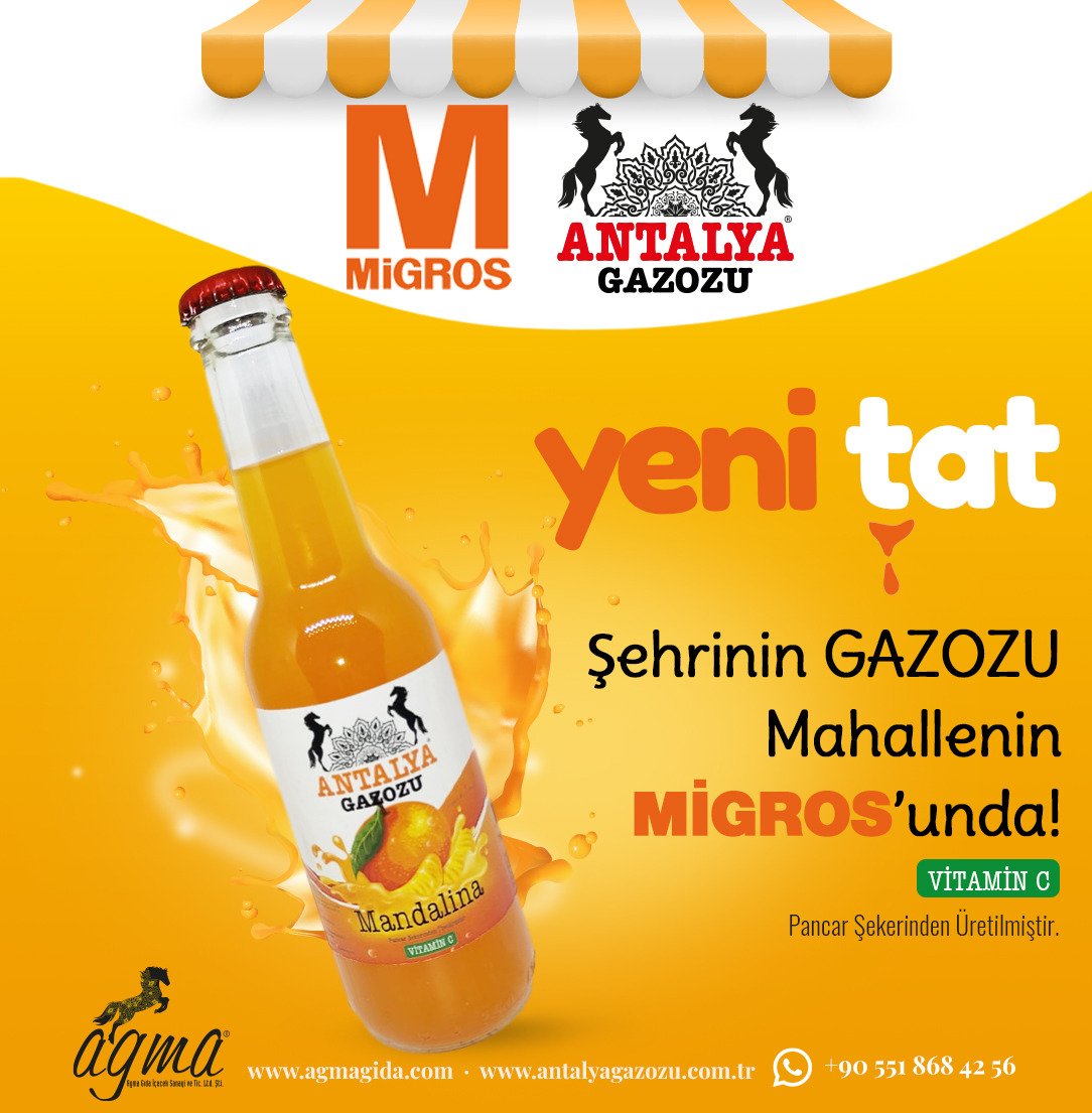 Şehrinin GAZOZU
Mahallenin MİGROS'UNDA
#Migros #Antalyagazozu 
#Antalya #Gazoz