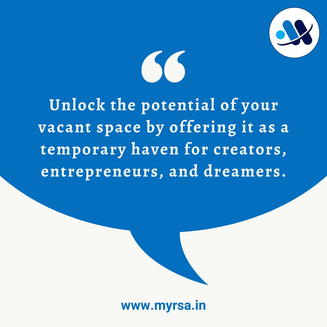 MyrsaTech's tweet image. Unlock the potential of your vacant space by offering it as a temporary haven for creators, entrepreneurs, and dreamers.

To know more visit our website 👉myrsa.in

#vacantspace #temporaryhaven #unusedspaces #rentingoutspaces