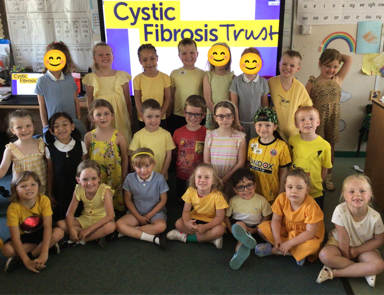 Yellow class are wearing yellow today in support of @cftrust to raise awareness! Thank you to everyone who has donated #WearYellowDay #CFWeek  💛💛