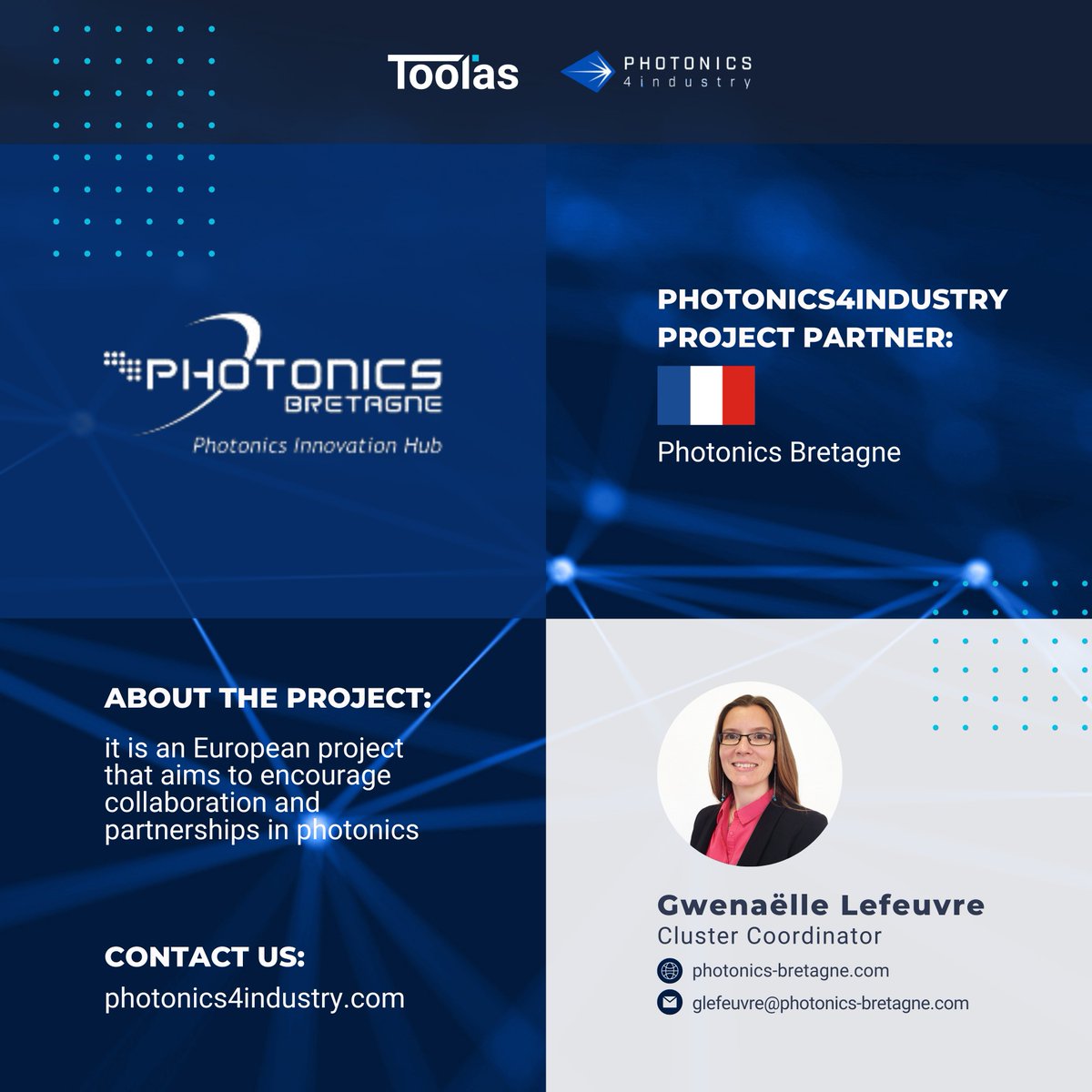 @ToolasCluster partners: 3/4 - Photonics Bretagne @BzhP is dedicated to driving #photonics integration across various sectors, with a focus on the agrifood industry. They offer a range of cluster services and are an important part of the @Photonics4I project!