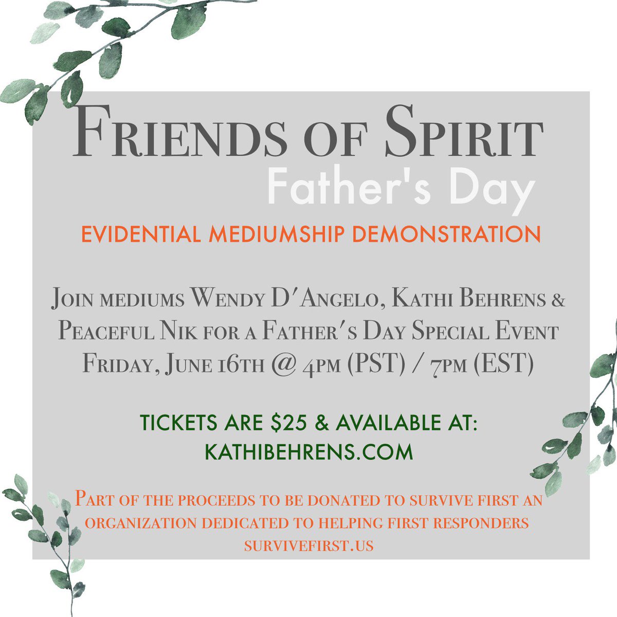 Mediumship Readings Tonight! Connect with your Dad in Spirit! Last chance!
Kathibehrens.com

#FathersDay2023 #fatherdaughter #fatherson #FathersDay #fathersdaygift #mediumshipreadings #mediumship #messagesfromspirit #psychicmedium