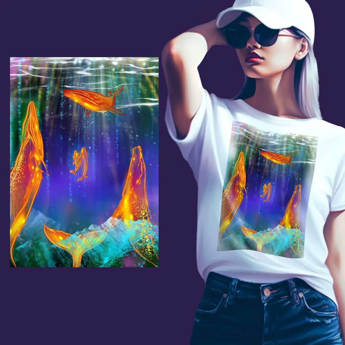 GM) 🐳🐳🐳 which option is better?  1 or 2. Illustration can express any emotion, reflect any theme and be used in different spheres of activity, from art to science and business. This illustration is from the "Shining Worlds Whales" collection. #art #drawing  #artist  #nft