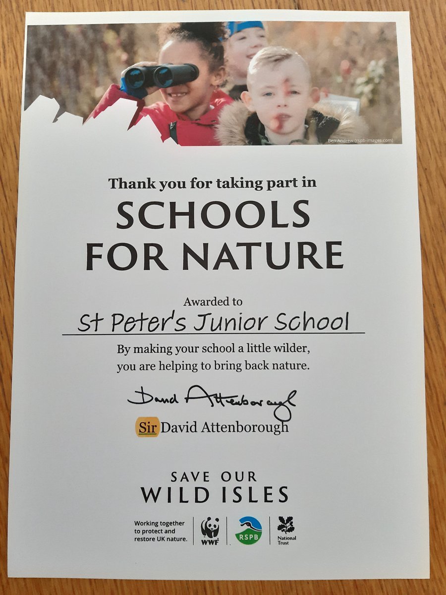 StPetersRud's tweet image. So many awards today! A group from Forest School have completed the Bronze Wild Challenge Award (RSPB) and the school has received a &apos;Schools for Nature&apos; certificate and &apos;Green Trees Bronze Award&apos; (Woodland Trust). Lots to celebrate. #RSPB #RSPBWildChallenge #WoodlandTrust