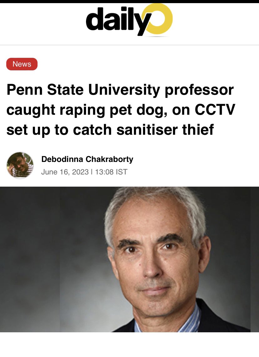 Imagine being the park ranger who set up a security camera to try and catch a person stealing hand sanitizer and instead caught an established university professor raping his pet Collie. 

I mean, damn.