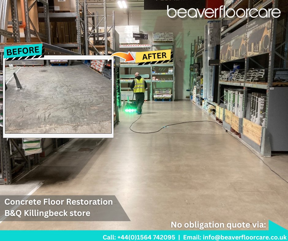 beaverfloorcare's tweet image. Exciting work by our crew at B&amp;amp;Q Killingbeck store! 🙌 We removed the damaged floor -ground, prepared, primed and cleaned before applying #DrSchutz PU UV Sealant for lasting durability. 
Smiles 😊 and applause 👏🏻 earned from store management!
 
#BeaverFloorcare #FloorRestoration