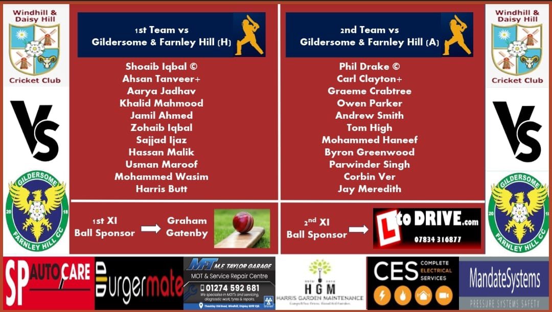 Team news for this weeks games against <a href="/gandfcc/">Gildersome & Farnley Hill CC</a>