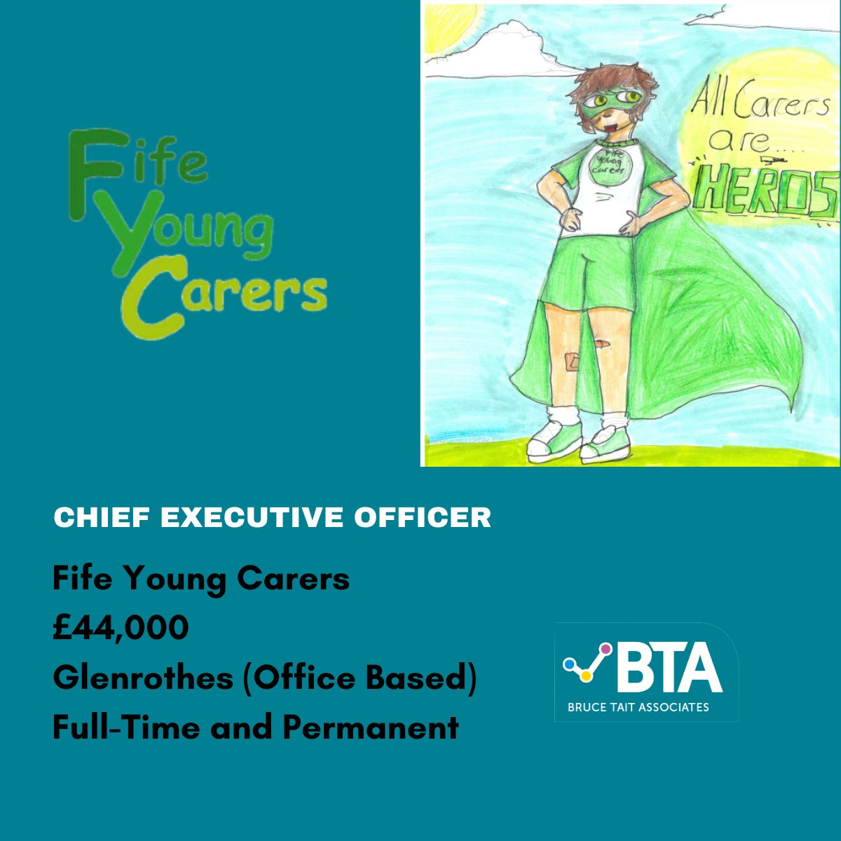 Fife Young Carers
Chief Executive Officer
£44,000
Glenrothes (Office Based)
Full-Time and Permanent

For more information about this exciting opportunity:
brucetaitassociates.net/vacancy/38

#charityrecruitment #CEOJobOpportunity #jobopportunity #charityjobs #fifeyoungcarers