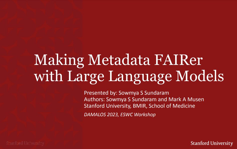 lj_garcia's tweet photo. Making Metadata More FAIR Using Large Language Models by @Sowms279 #markmusen
https://t.co/Lg2JkObh6q
#DaMaLOS2023 @eswc_conf https://t.co/o5c1WTRS3I