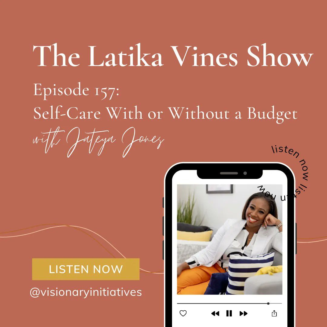 In a recent episode of The Latika Vines Show, our guest Jateya Jones shared how #workingmoms can prioritize #selfcare with or without a budget. If you have been stuck trying to find how to implement self-care, this is the episode you want to listen to: buff.ly/3Nq5cfC