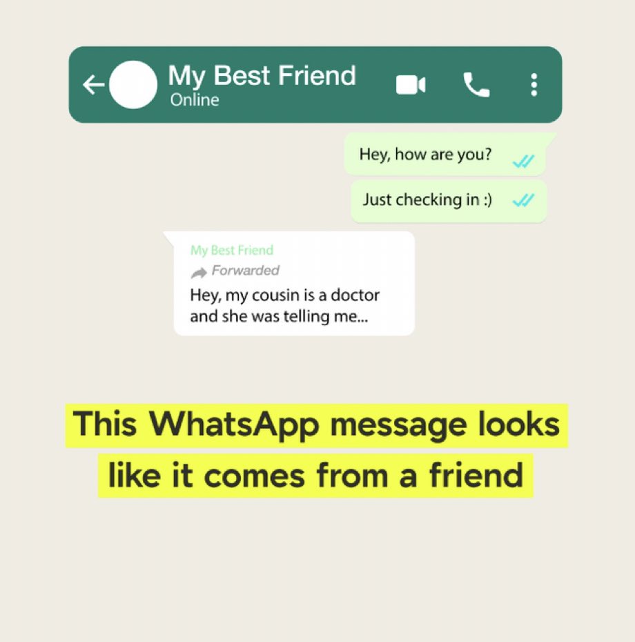 Whatsapp is one of the easiest places for misinformation to travel. A message might look like it comes from friends or family, but it might be forwarded. ⏸️ Pause, check if it is true. #PledgetoPause ⏸️