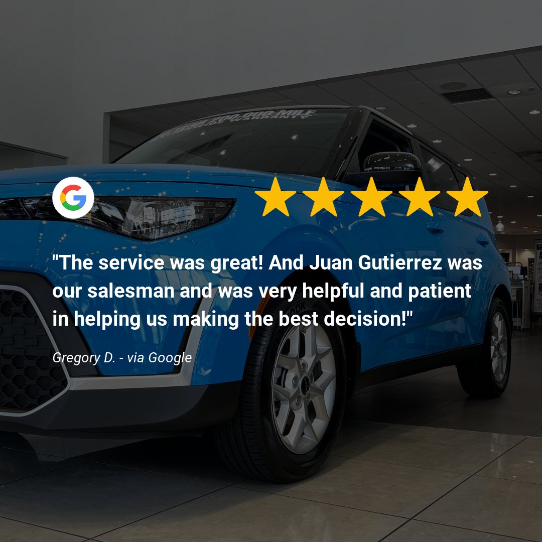 We are happy to hear you received such excellent service from Juan!

#RickCaseKIA #KIA #5stars #customerreviews #reviews #customerservice #customerexperience #dealerships #rickcase #rickcaseautomotivegroup #service #FamilyFriday #cars #dealership #customerreview #carshopping