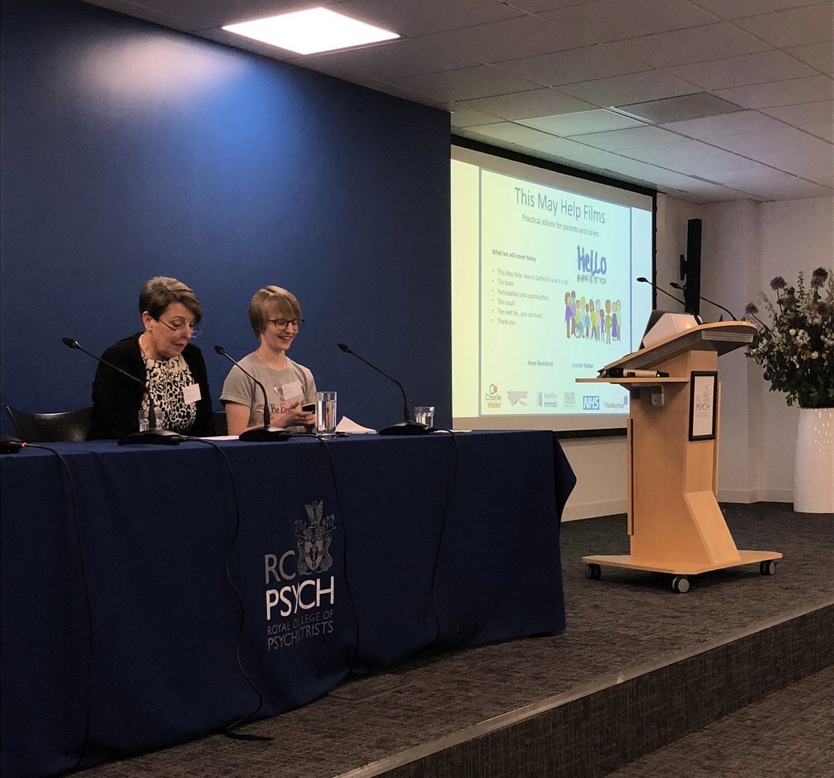 rcpsychCCQI's tweet photo. Anne Beresford and Leanne Walker presenting videos of the #thismayhelp initiative, a platform that provides mental health advice to parents and carers. https://t.co/06jV5GLZYl
#QNICForum23 https://t.co/Cjf49kAz0M