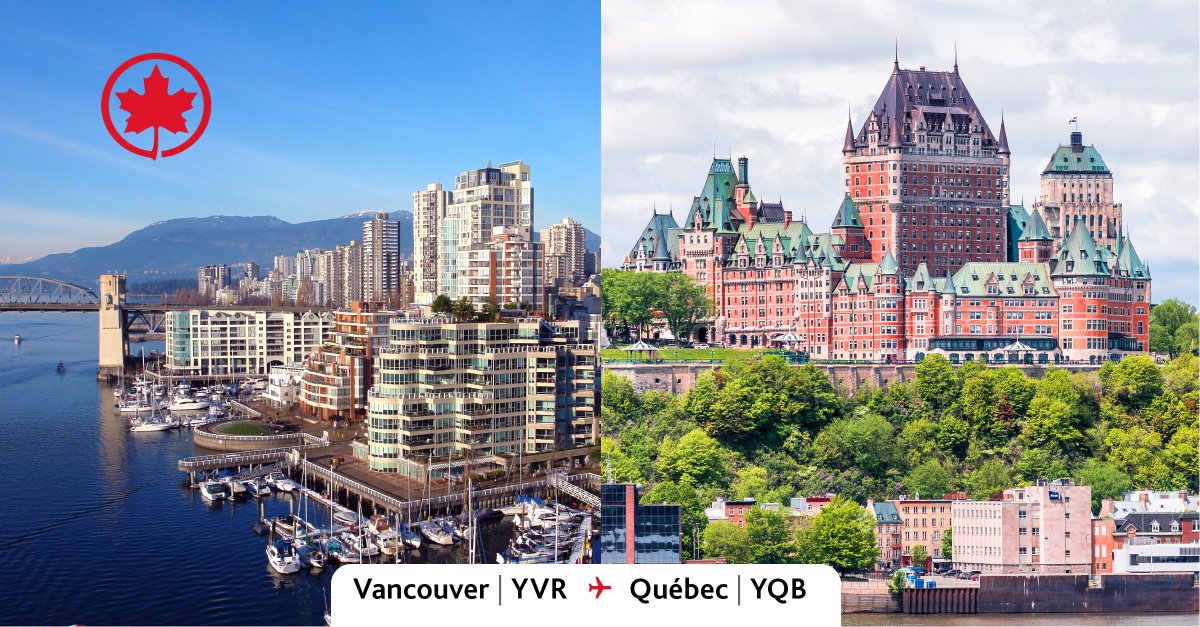 Tomorrow our non-stop seasonal flights between @yvrairport and @QuebecYQB resume, and we are excited to announce that service between these great Canadian cities will become year-round as of this fall, with three flights per week on Boeing 737 aircraft! ✈️