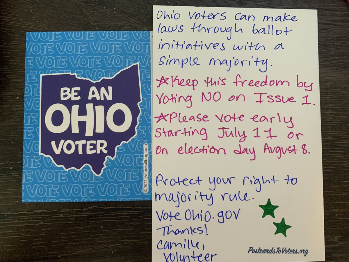 A bunch of cards are on their way to OH voters to remind them to vote NO on Issue 1 by August 8! #PostcardsToVoters #VoteNoInAugust