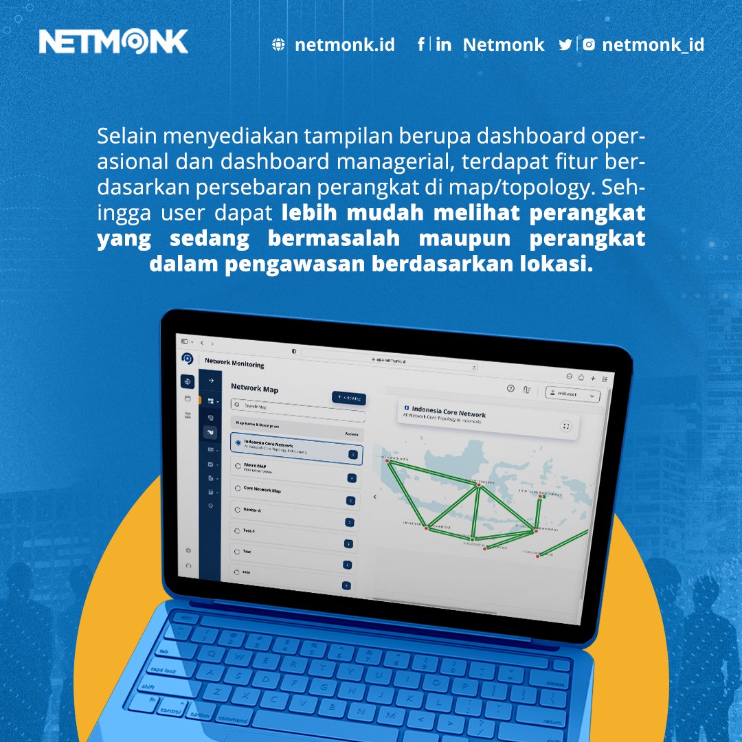 netmonk_id's tweet image. Hai! Tenang aja, Sobat Netmonk! Dashboard-Network Map di Netmonk Prime itu berguna banget, lho! Jadi, kamu bisa dengan mudah melihat gambaran jaringanmu secara visual. kunjungi netmonk.id