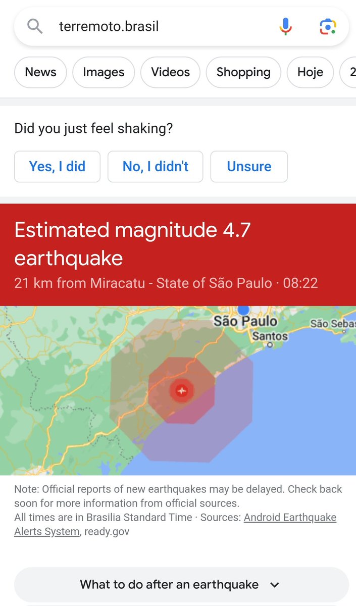 SpaceToday1's tweet image. A Terra acabou de tremer perto de São Paulo!!! Um sismo de magnitude 4.7, em Miracatu!!! Alguém aí sentou a Terra tremer? Manda aí!!!