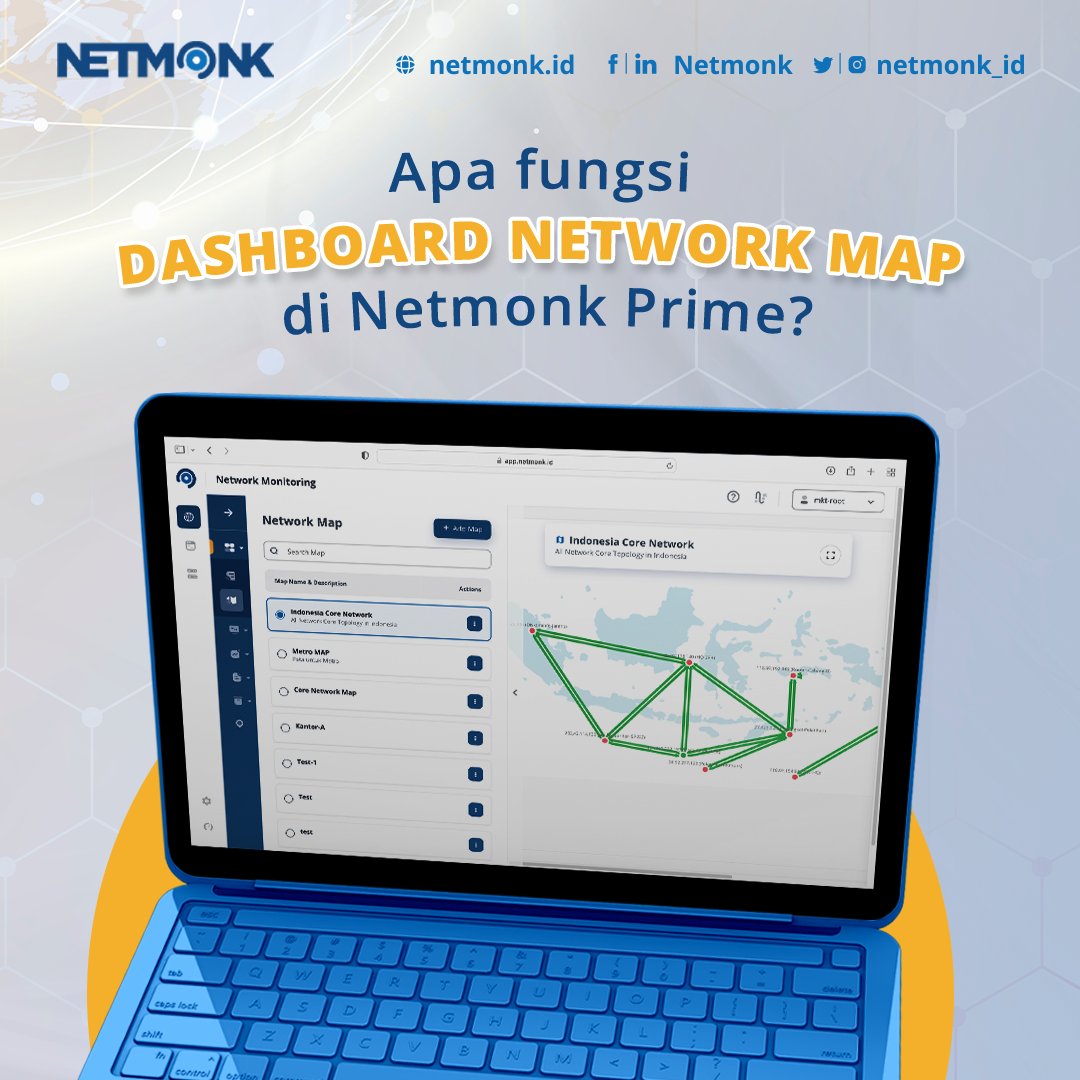 netmonk_id's tweet image. Hai! Tenang aja, Sobat Netmonk! Dashboard-Network Map di Netmonk Prime itu berguna banget, lho! Jadi, kamu bisa dengan mudah melihat gambaran jaringanmu secara visual. kunjungi netmonk.id