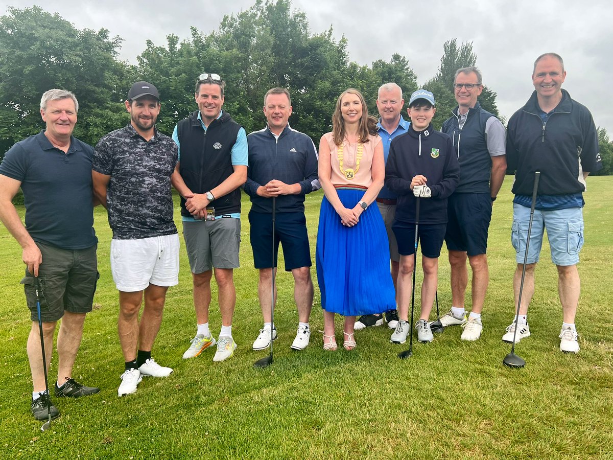 Ennis Chamber Golf Classic is up and running <a href="/EnnisGolfClub/">Ennis Golf Club</a>. Ennis Chamber President Sheila Lynch is on hand to see off the teams and meet our great sponsors Pierce Volkswagen Ennis. Pictured with EKO teams and AIB team.