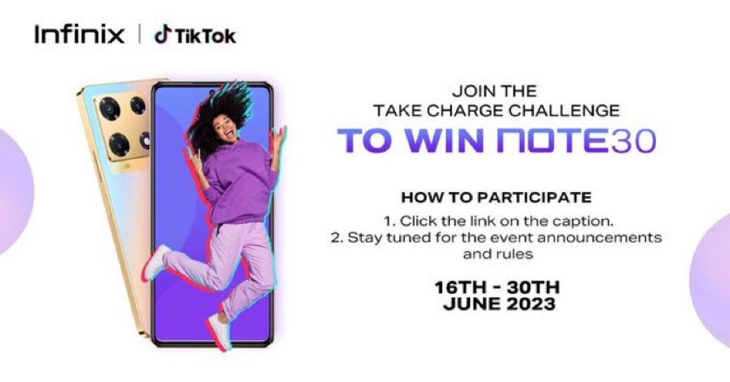 njamasi_'s tweet image. With the @InfinixNigeria’s #TakeChargeWithNote30 challenge, you stand a chance to win an Infinix Note30 smartphones. Don’t miss out.