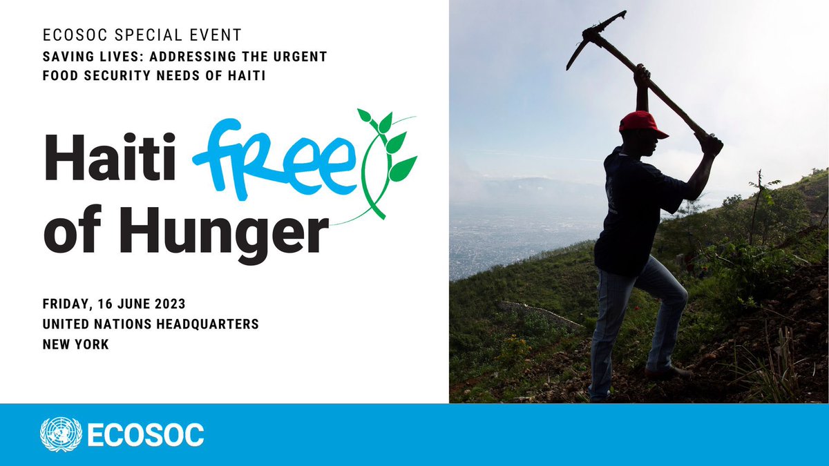 .@UNECOSOC is hosting a special meeting on #Haiti today at 10 AM EDT.

“Haiti 🆓 of Hunger' will highlight the importance of a robust emergency response while building on long term resilience bit.ly/HaitiFreeOfHun… #HaitiCantWait 

👉 media.un.org/en/asset/k11/k…