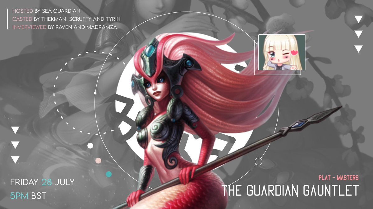 Sea_Guardian1's tweet photo. 🔔ANNOUNCEMENT🔔I'm hosting an 8 team 5v5 Tournament, (plat-masters) The Guardian Gauntlet on the 28th of July. The games will be casted by @TheKmanLoL, @scruffyuk and @TyrinUK. (I am looking for one more caster). Only 4 spots left plus subs! Sign up here: https://t.co/4iSFClL3XI https://t.co/3C1cq87tkZ