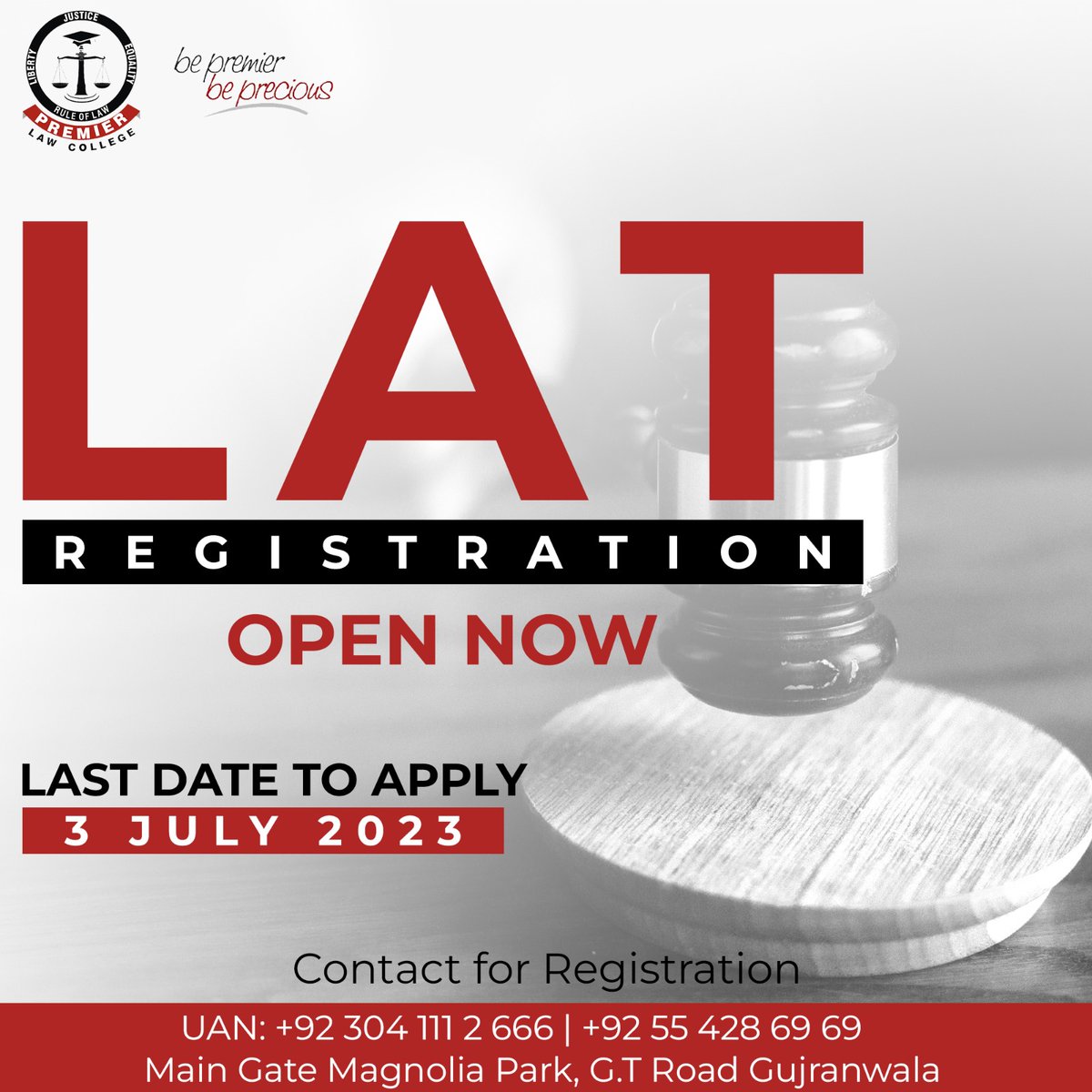 PremierLawColle's tweet photo. 𝗟𝗮𝘄 𝗔𝗱𝗺𝗶𝘀𝘀𝗶𝗼𝗻 𝗧𝗲𝘀𝘁 (𝗟𝗔𝗧)

𝗙𝗼𝗿 𝗔𝗱𝗺𝗶𝘀𝘀𝗶𝗼𝗻 𝗶𝗻 𝗳𝗶𝘃𝗲-𝘆𝗲𝗮𝗿 𝗨𝗻𝗱𝗲𝗿𝗴𝗿𝗮𝗱𝘂𝗮𝘁𝗲 𝗟𝗟𝗕 𝗗𝗲𝗴𝗿𝗲���� 𝗣𝗿𝗼𝗴𝗿𝗮𝗺𝗺𝗲

Deadline for online Registration is: 𝗝𝘂𝗹𝘆 𝟬𝟯, 𝟮𝟬𝟮𝟯

For online registration: https://t.co/bNZZOX2JAu https://t.co/Jr3qFgtgnO