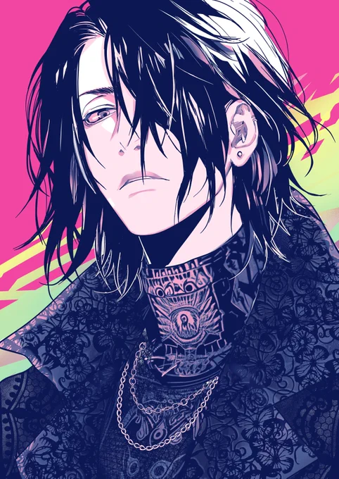 Twitterで自主連載してるマンガの表紙的なイラストを描いてみた。続きの漫画もコツコツ描いてます。  #V系魔王魔界召喚 #イケメン図鑑