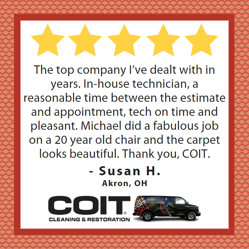 CoitCleveland's tweet photo. Susan, we're glad you had such a wonderful experience with Michael! Thank you for the 5-Star Review and we look forward to seeing you in the future!
#FanFriday #COITFanFriday #COITclean #cleanasnew #Cleveland #Akron https://t.co/KOSS8HjL2L