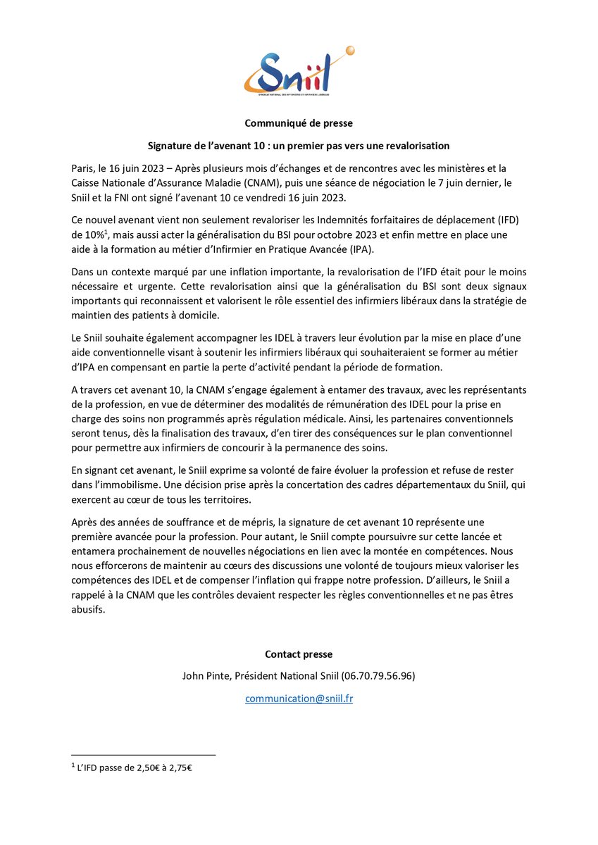Sniil1's tweet image. 📰 #Communiqué  - Après des années de souffrance et de mépris, la signature de cet avenant 10 représente une première avancée pour la #profession.  

Pour autant, le Sniil compte poursuivre sur cette lancée et entamera prochainement de nouvelles #négociations 👇