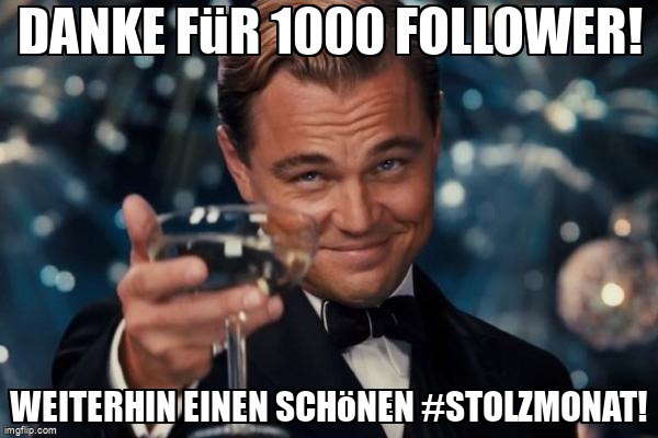 In ziemlich genau 24 Stunden bin ich von von 89 auf 1000 Follower angewachsen. Unglaublich #stolz!