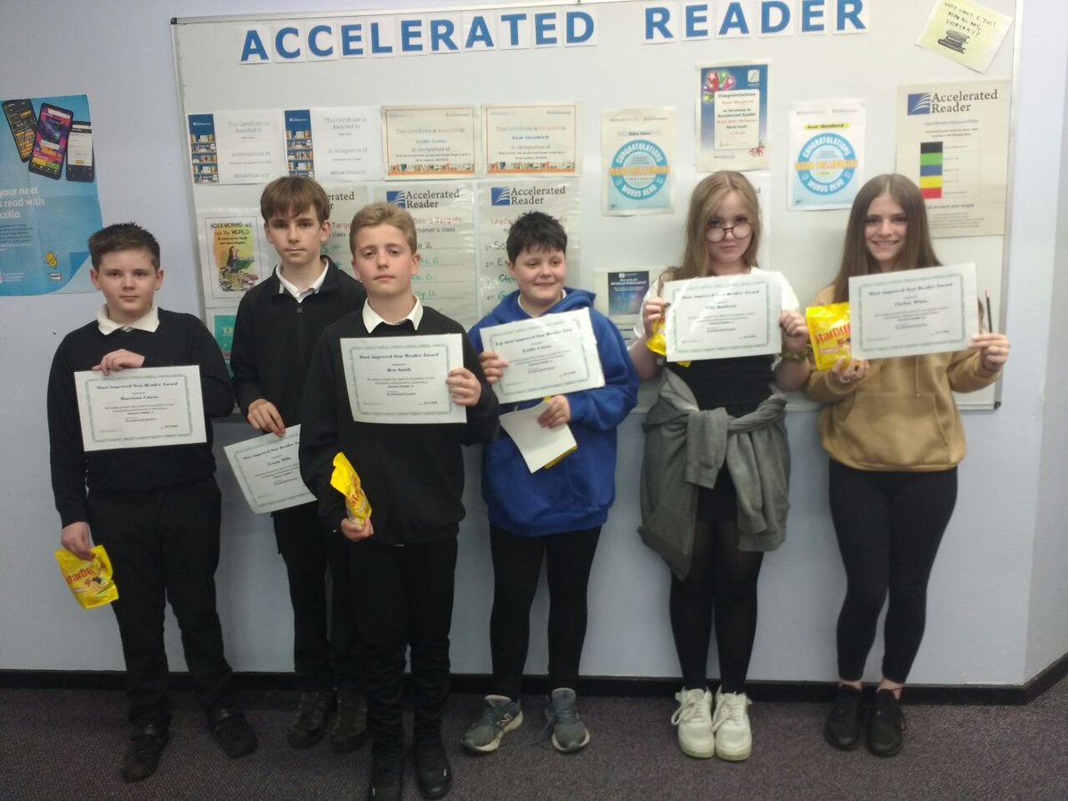 GirvanEnglish's tweet photo. A huge well done to our most improved readers of 2023! Well done, Harrison, George, Ben, Emilie, El and Chelsea! #girvanreads @AccReader @girvanacademy https://t.co/1yEH1QD41W