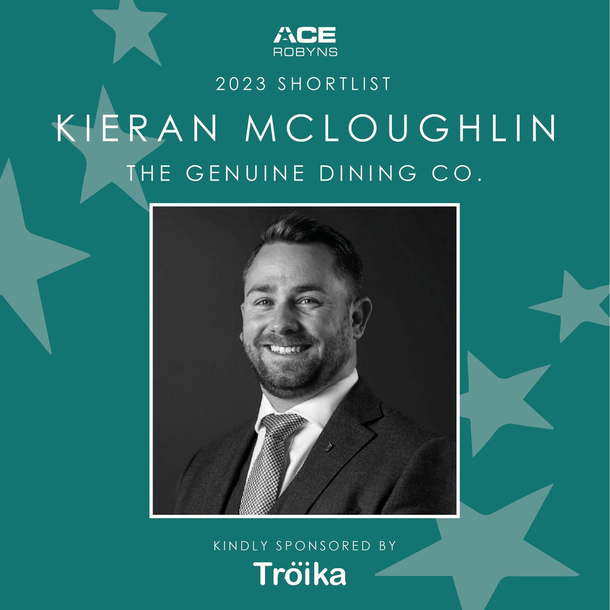 Congratulations to our 9th shortlisted ACE Robyn Kieran McLoughlin General Manager @GenuineDining see you on the 11th July for the awards and summer social at Bluefin. Thanks to our sponsors @Troikachat and our hosts @graysonsuk #acerobyns #acenetworking