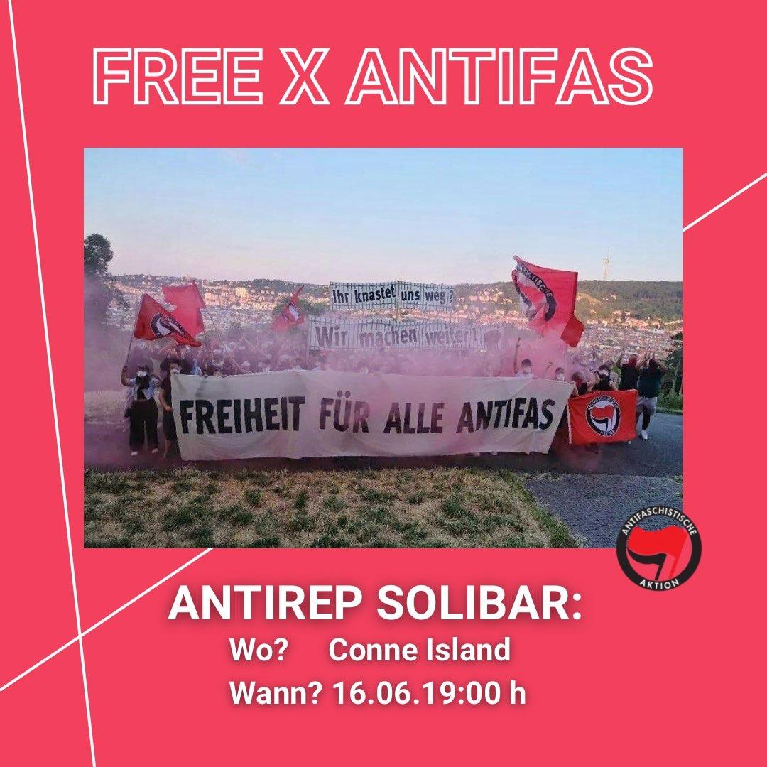 Heute Abend findet eine Solibar im #ConneIsland für die von Repression Betroffenen um #TagX 
Ab 19 Uhr, kommt vorbei!
#le0206 #le0306 #le0406 #FreeXAntifas #FreeThemAll
