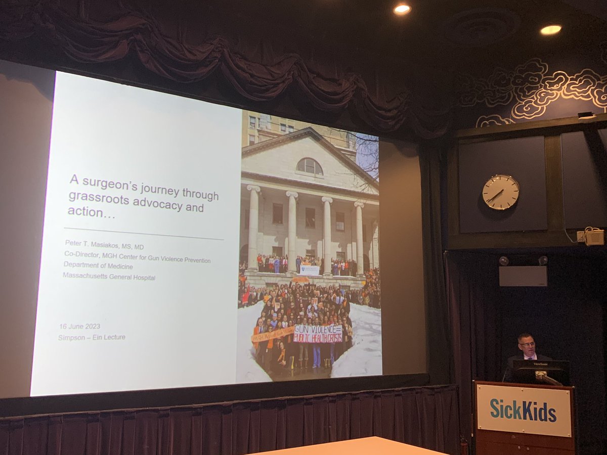 Inspiring lecture on advocacy and prevention of pediatric trauma and gun violence by @peter_masiakos 2023 Simpson-Ein lecturer @SickKidsNews! Perfect example of a person who fights to make the world a better place! @kasperwang @UofTSurgery