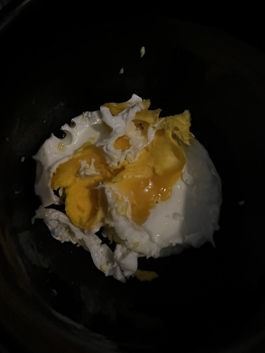 Microwave egg. It exploded with enough force to blow the lid of its container.