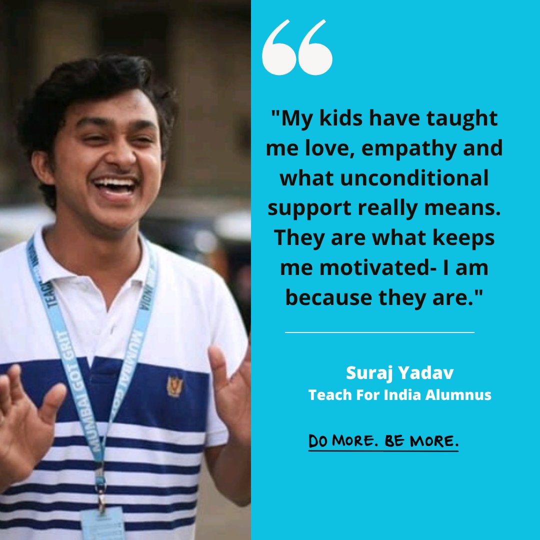 @suraj_urmila put children at the centre of everything he did during the Fellowship, he currently works as a Senior Executive at the Shiv Nadar School, Delhi. 

#TeachForIndia #DoMoreBeMore #StudentLeaders #edequity