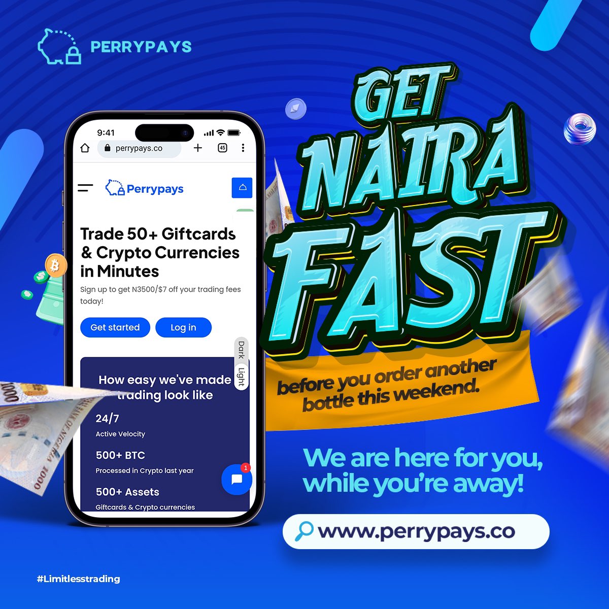 PerrypaysX's tweet image. ENJOY THIS WEEKEND FLEX WITH QUICK VELOCITY PAYMENTS ON YOUR CRYPTO &amp;amp; GIFTCARDS 🤩💙

✅ Every trade bonuses assured
✅ Quick processing and payment for all local and international Giftcards
✅ Referral bonus points assured

Trade in minutes perrypays.co

#BTC #Crypto