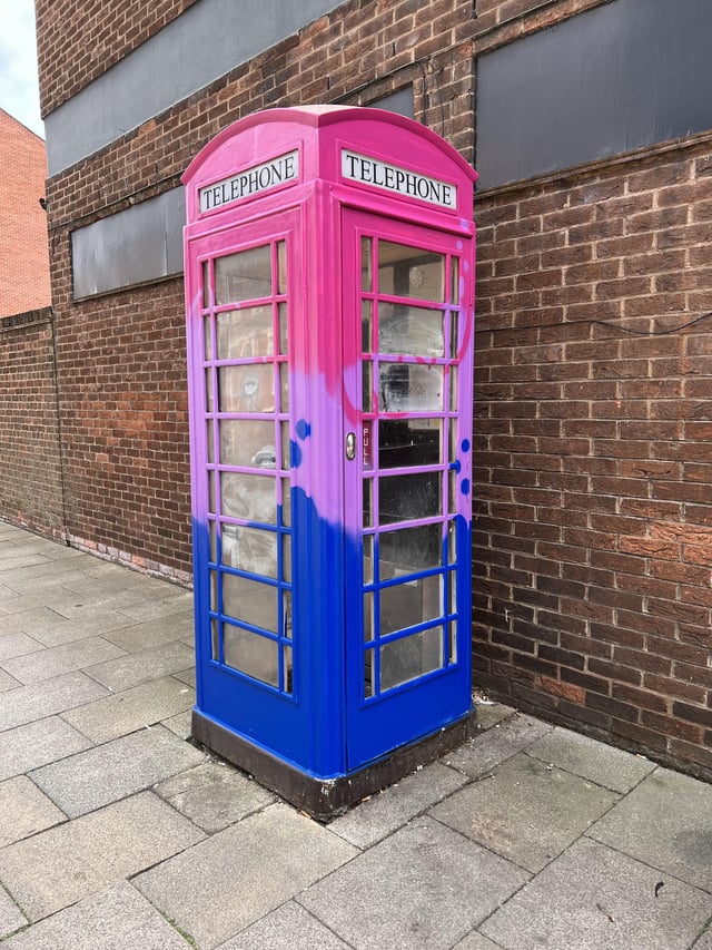 TungusBusko's tweet photo. My hometown did a series of Pride phoneboxes and I think that's really sweet https://t.co/MCBHcKTQ12