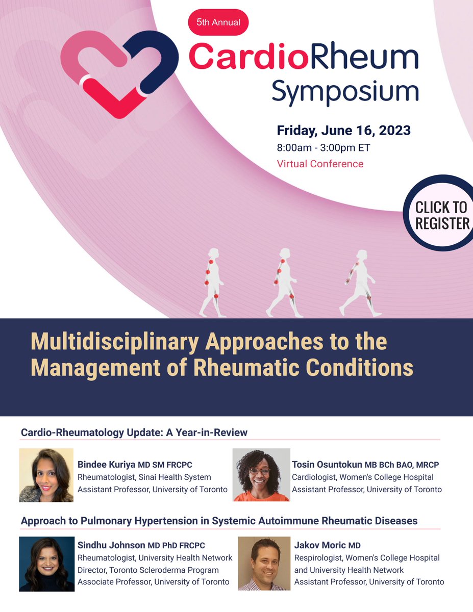 #CardioRheum Patients do better when we work together. Congratulations @lihi_eder @DocPaulaHarvey for bringing specialties together! @BindeeKuriya @JakovMoric @UofTRheum @SchroederInst @SinaiHealth @WCHResearch 🩺❤️⚕️