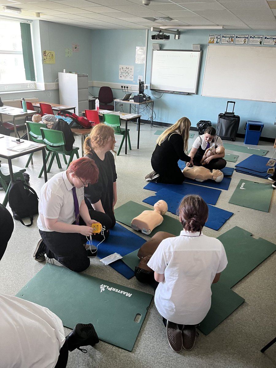 Our new S6 pupils learning life saving skills this afternoon by completing their Emergency First Aid course!