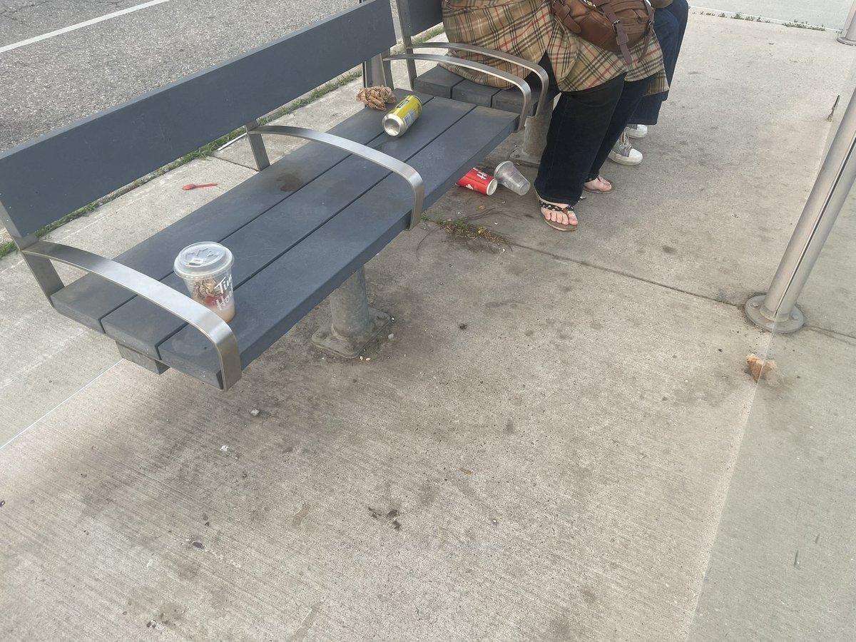 This morning I came across citizens having to sit beside garbage while waiting for the bus. I brought a motion forward <a href="/CityKitchener/">City of Kitchener</a> Council last year requesting for waste containers to be put back at GRT stops.  <a href="/RegionWaterloo/">Region of Waterloo</a> - please put them back.