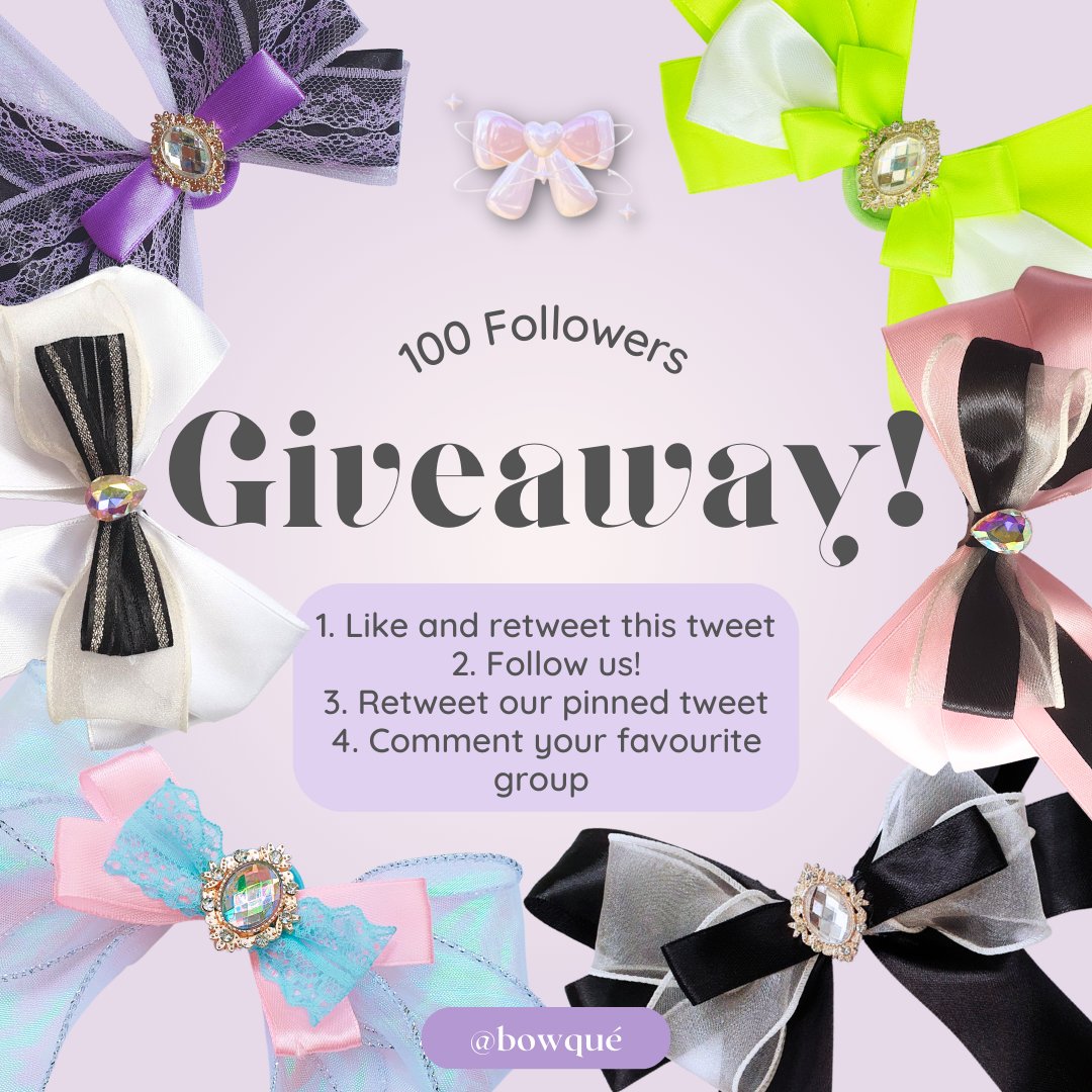 bowque_'s tweet photo. ｡･:*˚:✧｡100 Followers Giveaway! ｡･:*˚:✧｡

We would like to thank all the followers who have been supporting us since the start of our business 🫶🏻

Follow the steps below for a chance to win a custom lightstick ribbon 🎀✨

Giveaway ends on 30th June 2023, 11:00 PM 🇲🇾 https://t.co/sTJWeGrE6S
