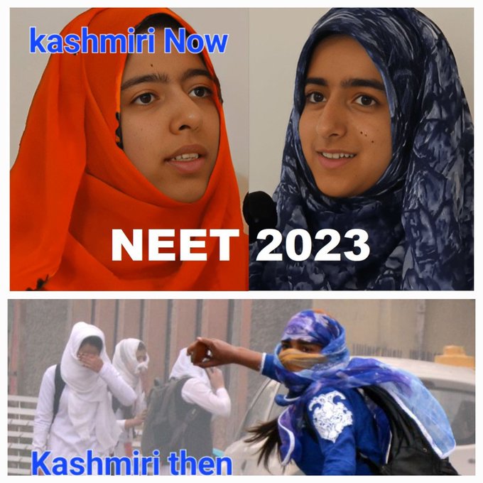 Congratulation to all  the #YouthOfKashmir.
#NEET result 2023 shows better education system in #JammuKashmir. Meet the twin sisters from #Kulgam, #Kashmir qualified #neet2023 in first attempt.  #ProgressiveKashmir #EducatedKashmir #Kashmiri #NEETresult2023 #NaaReady  #Tajran